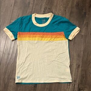 Retro Stripe Teal and Cream Ringer T-Shirt